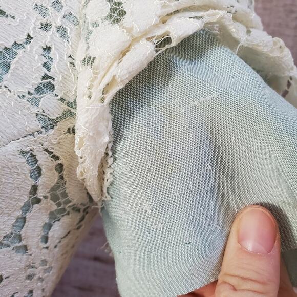 Vintage 80s Lace Dress Mint Green White XS - Picture 6 of 7